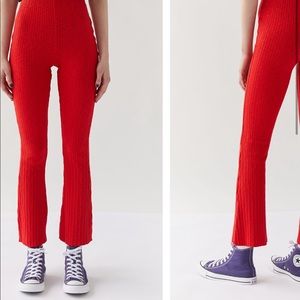 UO Rosie Ribbed High-Waisted Flare Pants